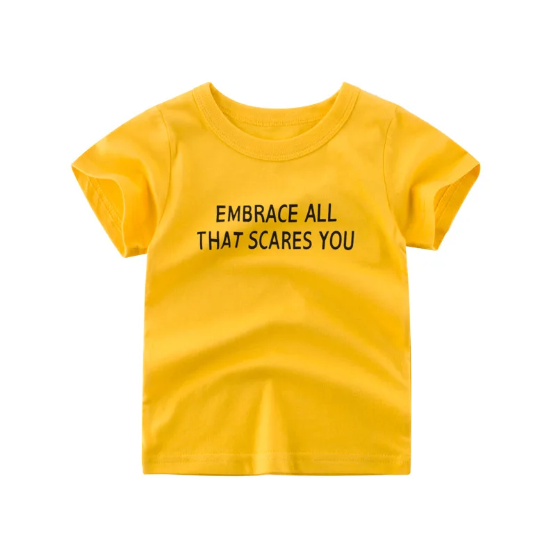 

Kids Cotton Colid Color T-shirt Letter Printing Short-Sleeved Baby Boy Girl T-shirt Cotton Clothes kids T-shirt O-Neck Summer