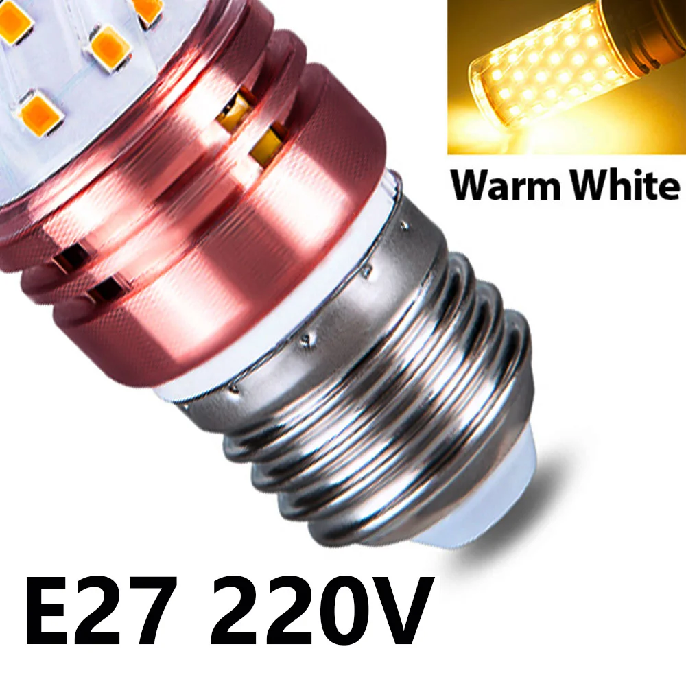 E27 светодиодный светильник E14 светодиодный лампы SMD2835 220V Светодиодная лампа-кукуруза 50 72 светодиодный s Высокое Яркость люстра Свеча светильник для украшения дома ампулы - Испускаемый цвет: LED E27 Warm White