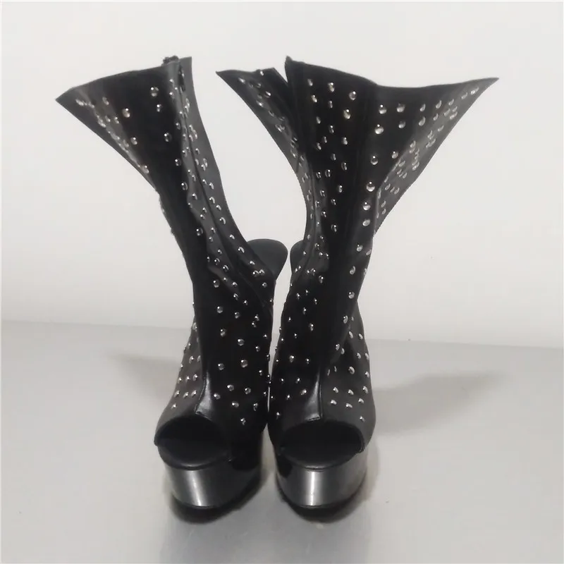 Женские ботинки на тонком каблуке 15 см ботильоны для выступлений сцене женские