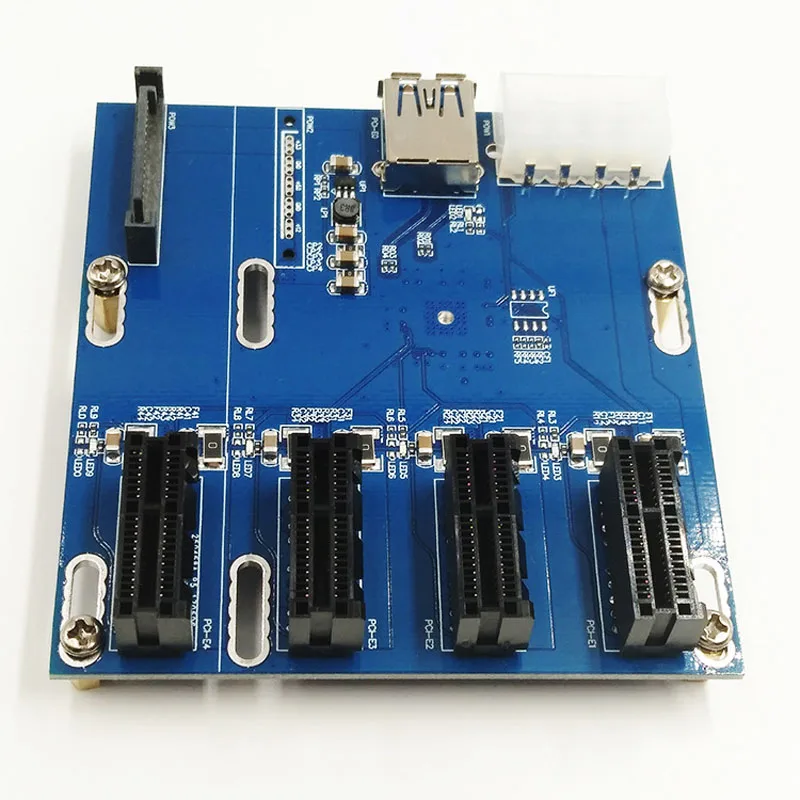 Плата расширения PCI E на PCIe 4 портовый адаптер Express 1X слот с SATA 15 контактов и