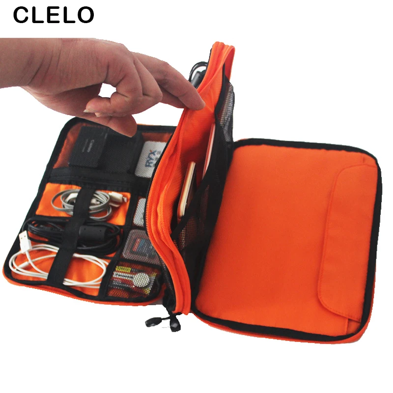 CLELO водонепроницаемый органайзер для Ipad двойной слой USB кабель наушники провод