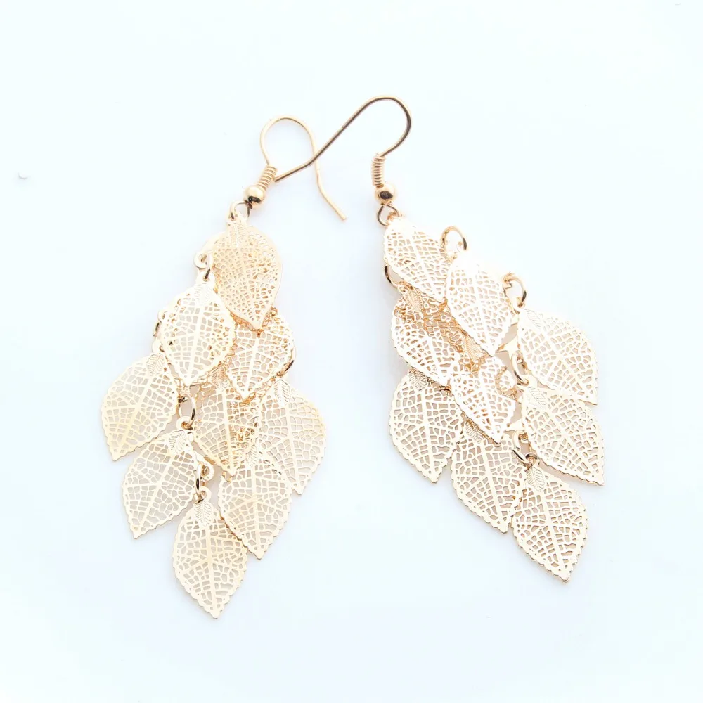 Женские и женские серьги подвески в виде листьев|filigree leaf earrings|dangle earrings for girlslong dangle