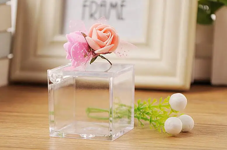 200pcs Food Grade Clear Plastic Square Box Candy Flip Transparent Gift Packing Case Wedding Favor Souvenirs SL4001 | Дом и сад