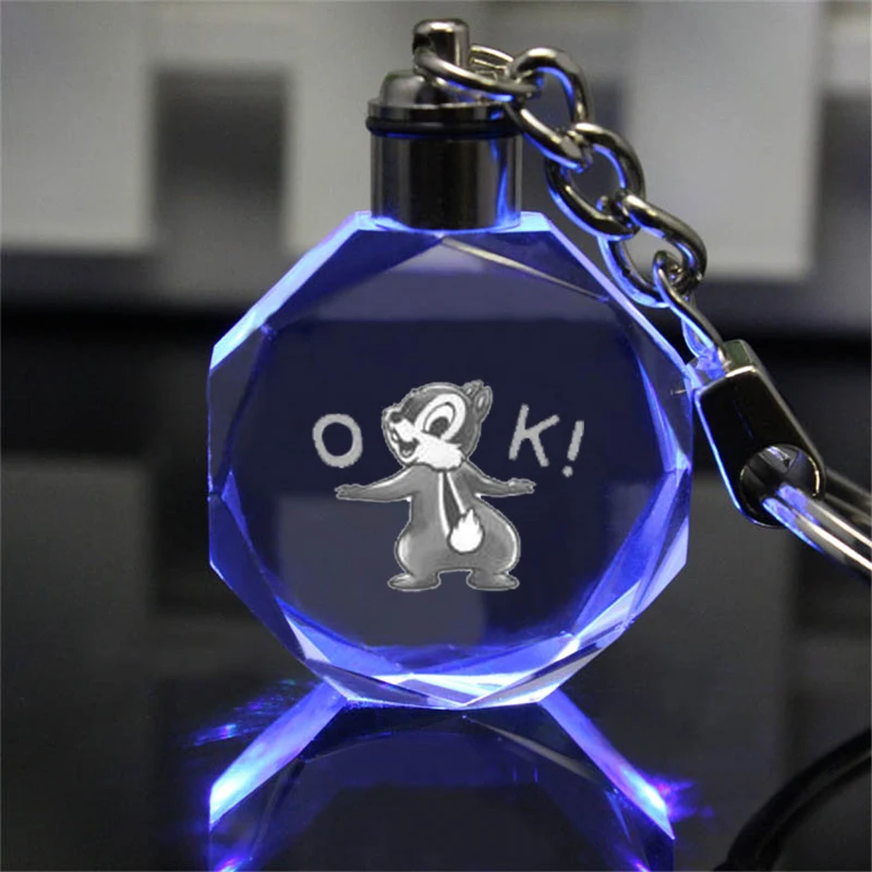 Стежка chipmunk аниме светодиодный брелок с логотипом фигурный брелок Хрустальная игрушка брелок легкий подвесной брелок крутой Рождественский подарок