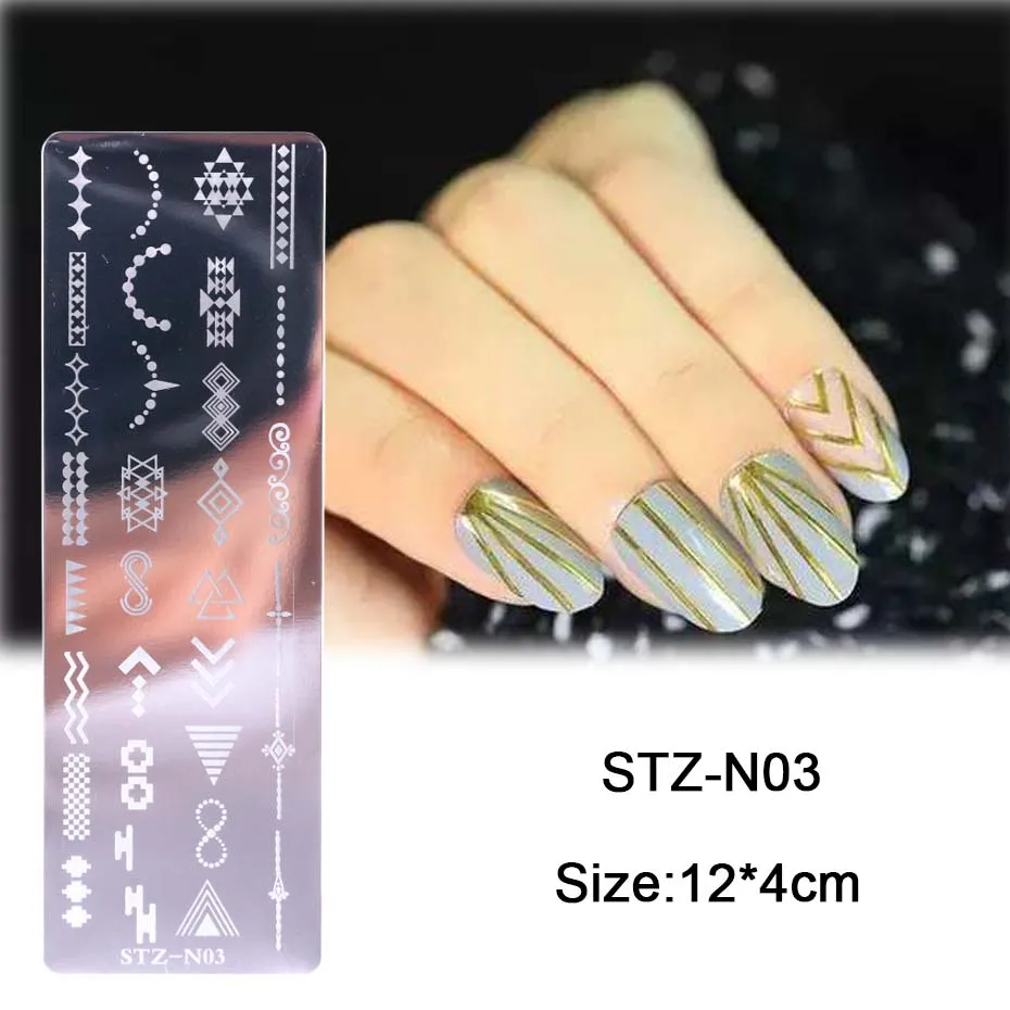 STZ-N03 1 шт., штамповочные пластины для ногтей, Летний цветок, лист, животное, нержавеющая сталь, для дизайна ногтей, штамп, сделай сам, шаблон, лак, инструменты для маникюра, JISTZ-BE/N - Цвет: STZ-N03