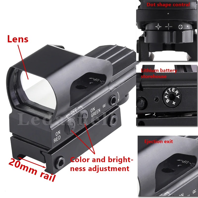 Ledarnell 20 мм Ratil Red Dot прицел оптика тактический Красный Зеленый 4 Сетка Reflex Оптика