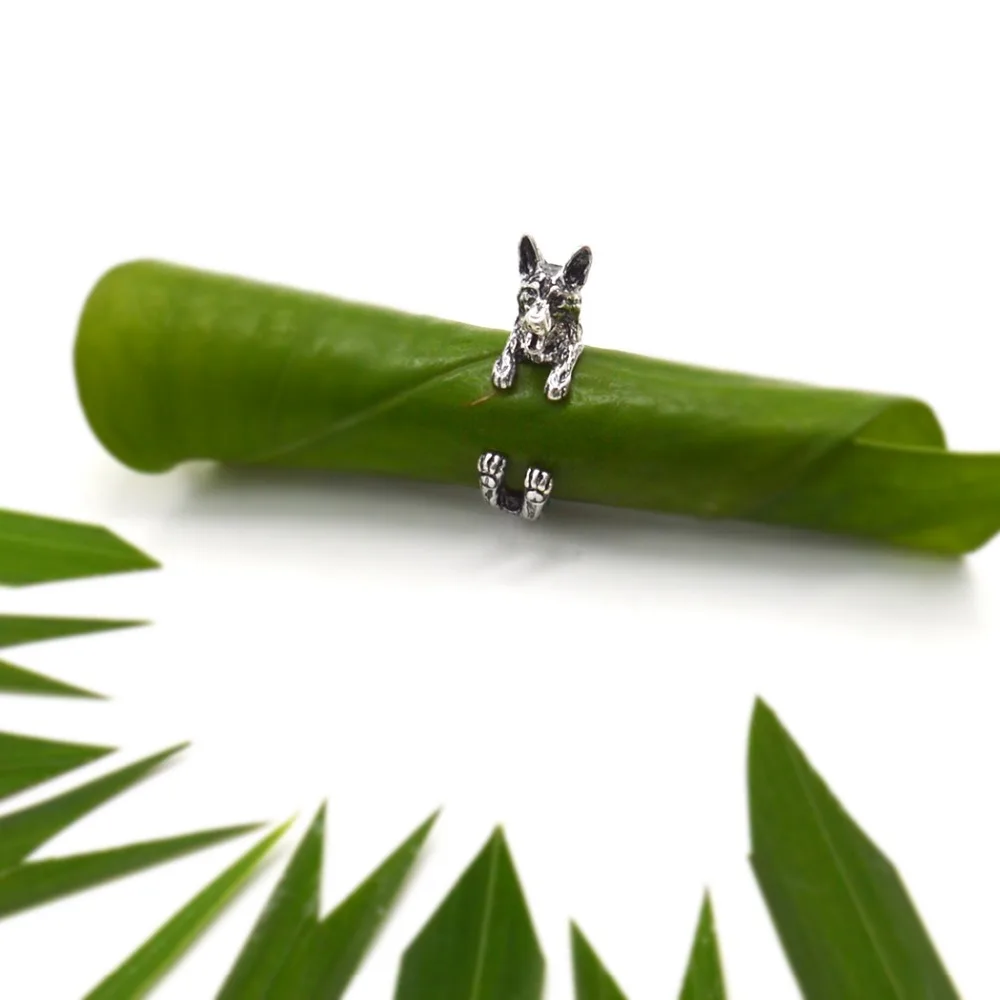 Регулируемые кольца ручной работы в стиле бохо QIAMNI виде немецкой овчарки подарок