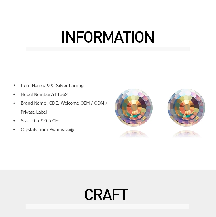 CDE 925 пробы серебряные серьги украшенные кристаллами Swarovski Красочные Круглые Женские серьги-гвоздики подарочный набор украшений для ушей