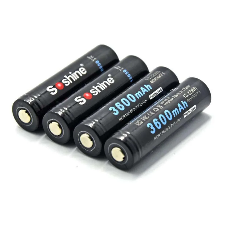 Soshine 18650P 18650 3 7 V 3600mAh литий ионная аккумуляторная батарея с защитой (2