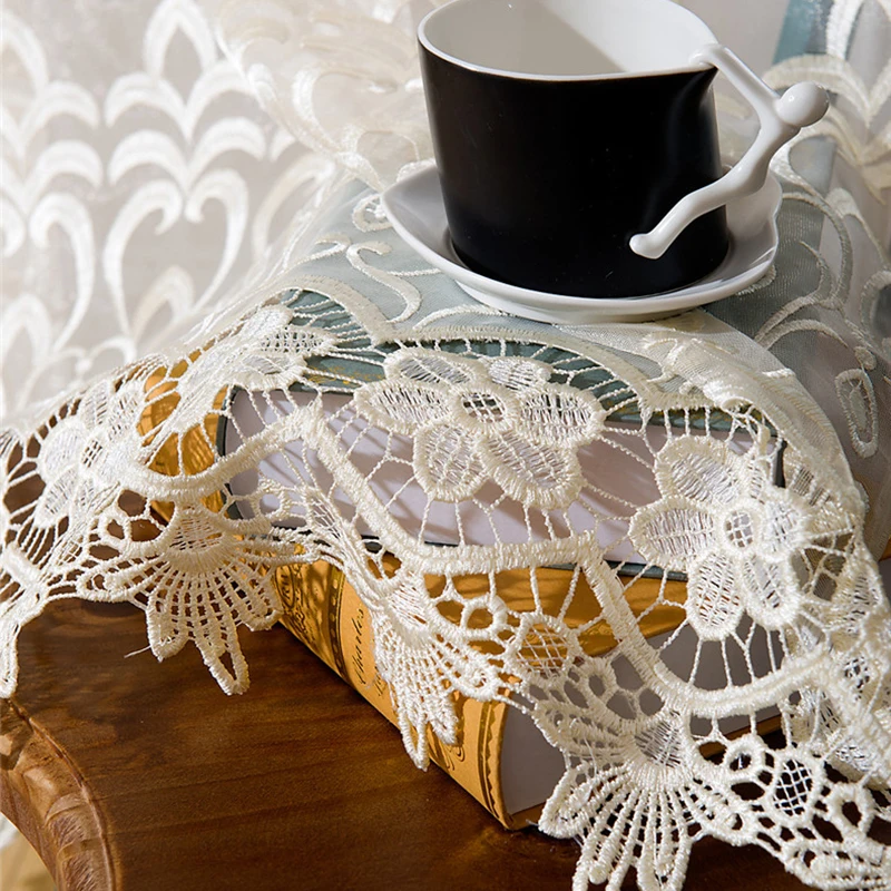 Европа вышитые бежные Роскошные ножницы для обработки окон винно Красный