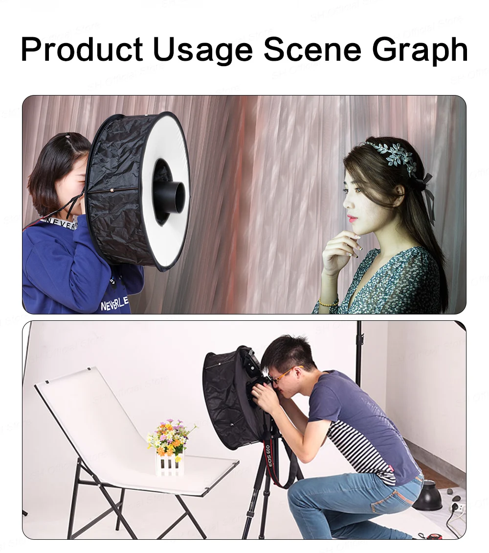 Кольцевой софтбокс Speedlight Универсальный складной магнитный кольцевой рассеиватель для вспышки софтбокс 45 см/1" для макросъемки и портретной фотосъемки