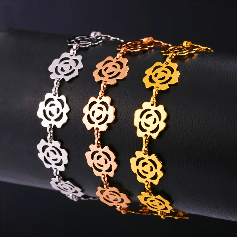 Flower Jewelry Bracelet And Necklace Set Rose/Yellow Gold/Silver Color Costume For Women Gift NH1622 | Украшения и аксессуары