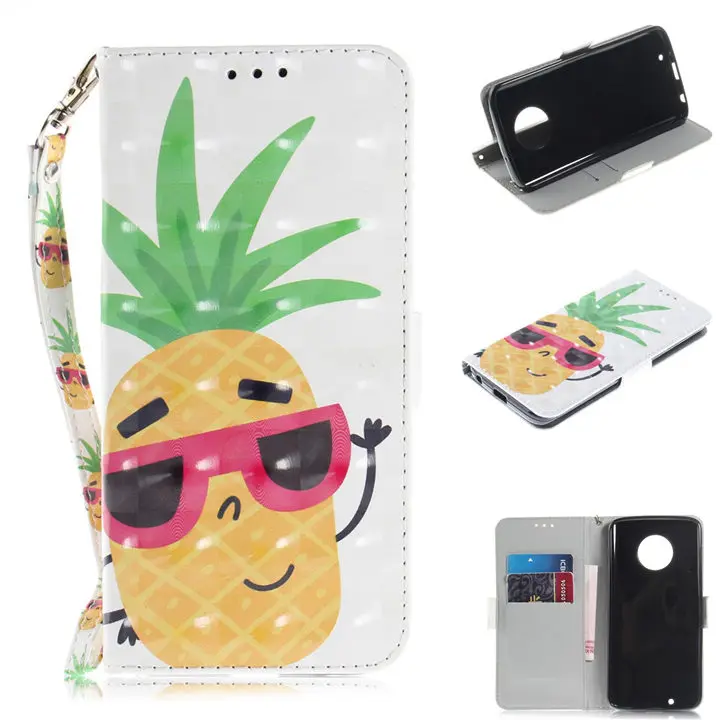 Pineapple Чехол для телефона Motorola Moto One P30 Play G5S G6 E5 Plus G6Plus E5Plus, чехол с милым животным медведем, котом, собакой, откидной кожаный чехол P26Z - Цвет: Pineapple