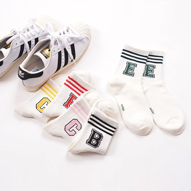 Хлопковые женские Носки три полосы случайные Япония Харадзюку sokken Calcetines Mujer