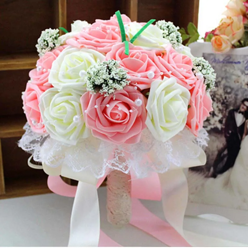 Оптовая продажа ручной работы PE искусственные цветы розы свадебные декоративные