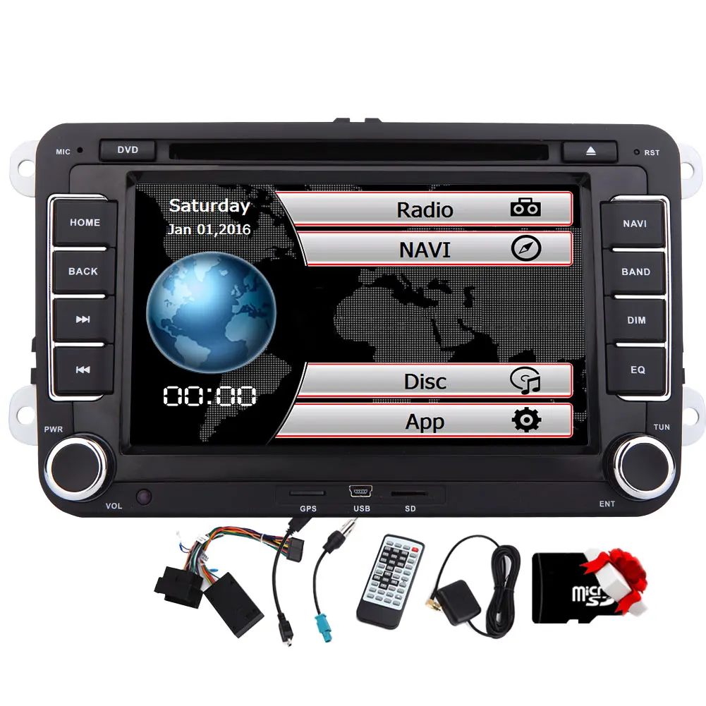 2 Din 7 Inch Car DVD Player For VW/Volkswagen/Passat/POLO/GOLF/Skoda/Seat/Leon With GPS Navigaiton IPOD FM RDS Maps Radio Stereo |