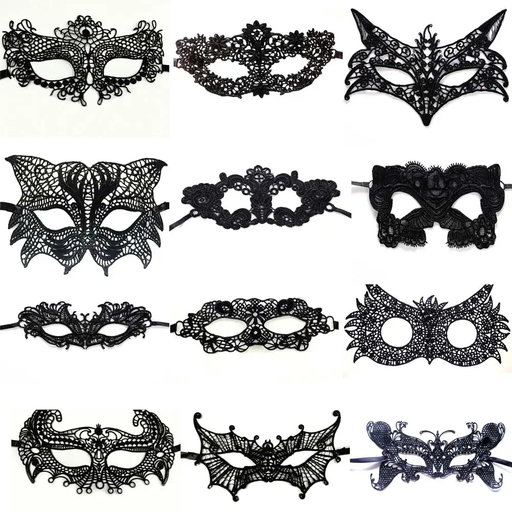 Lace Sexy Women Eye Face Mask Masquerade Party Ball Prom Halloween Costume Sexy Party Masks 13 pattern type Eye Face mask black