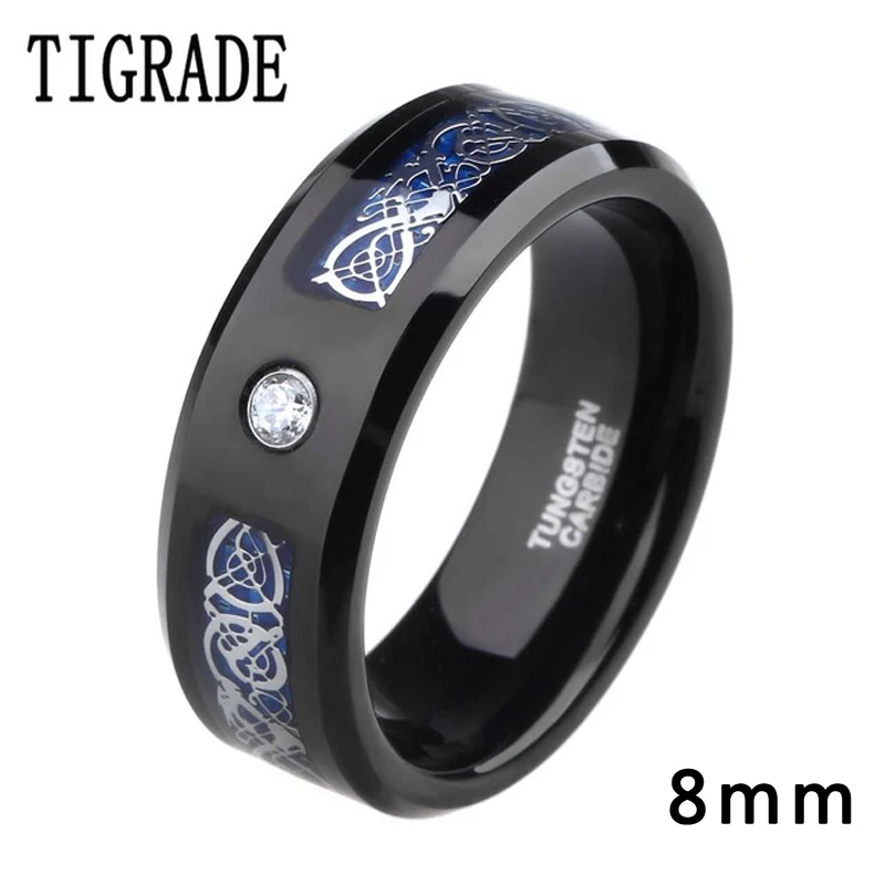 8 мм Голубой углеродного кельтский Дракон цепочки из кубического циркония