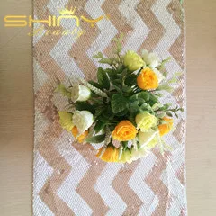 ShinyBeauty 14x132 дюймов шеврон Champange скатерти, блёстки из шеврона, с пайетками скатерти для украшения стола& r - Цвет: Chevron Champange