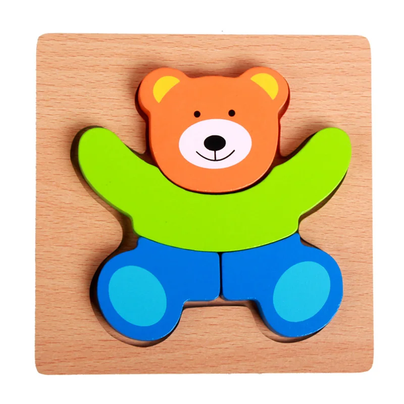 Деревянные игрушки-головоломки для детей, Мультяшные животные, фрукты, деревянные пазлы для детей, обучающая игрушка для раннего развития