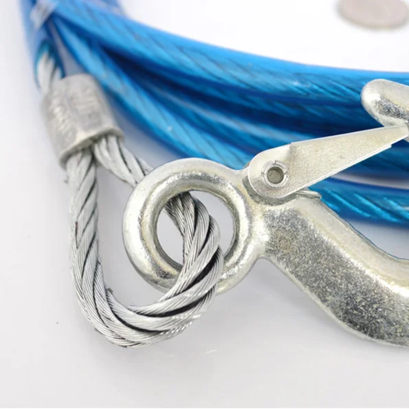

High Quality 5 Ton 4m Car Vehicle Tow Rope Towing Pull Strap Scratch Damping Rope With Hook Heavy Duty Bold Wire Trailer