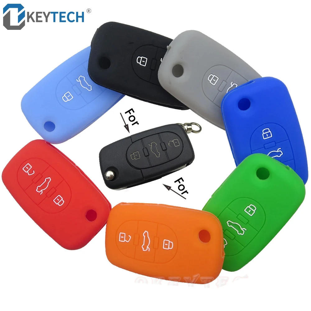 OkeyTech силиконовый чехол для ключей от машины защитная сменная Крышка Audi A6 C6 C5 A3 A4 B6