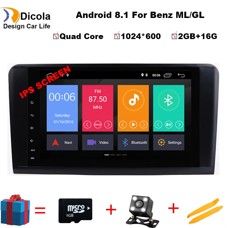 Ips HD Android 8,1 четырехъядерный автомобильный dvd-плеер для Mercedes Benz GL ML CLASS W164 ML350 ML500 X164 GL320 gps стерео радио 4G/wifi