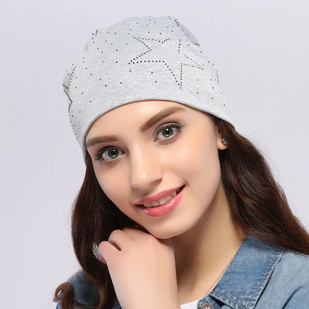 Geebro Женская облегающая шапка Осенняя Повседневная со звездами для женщин