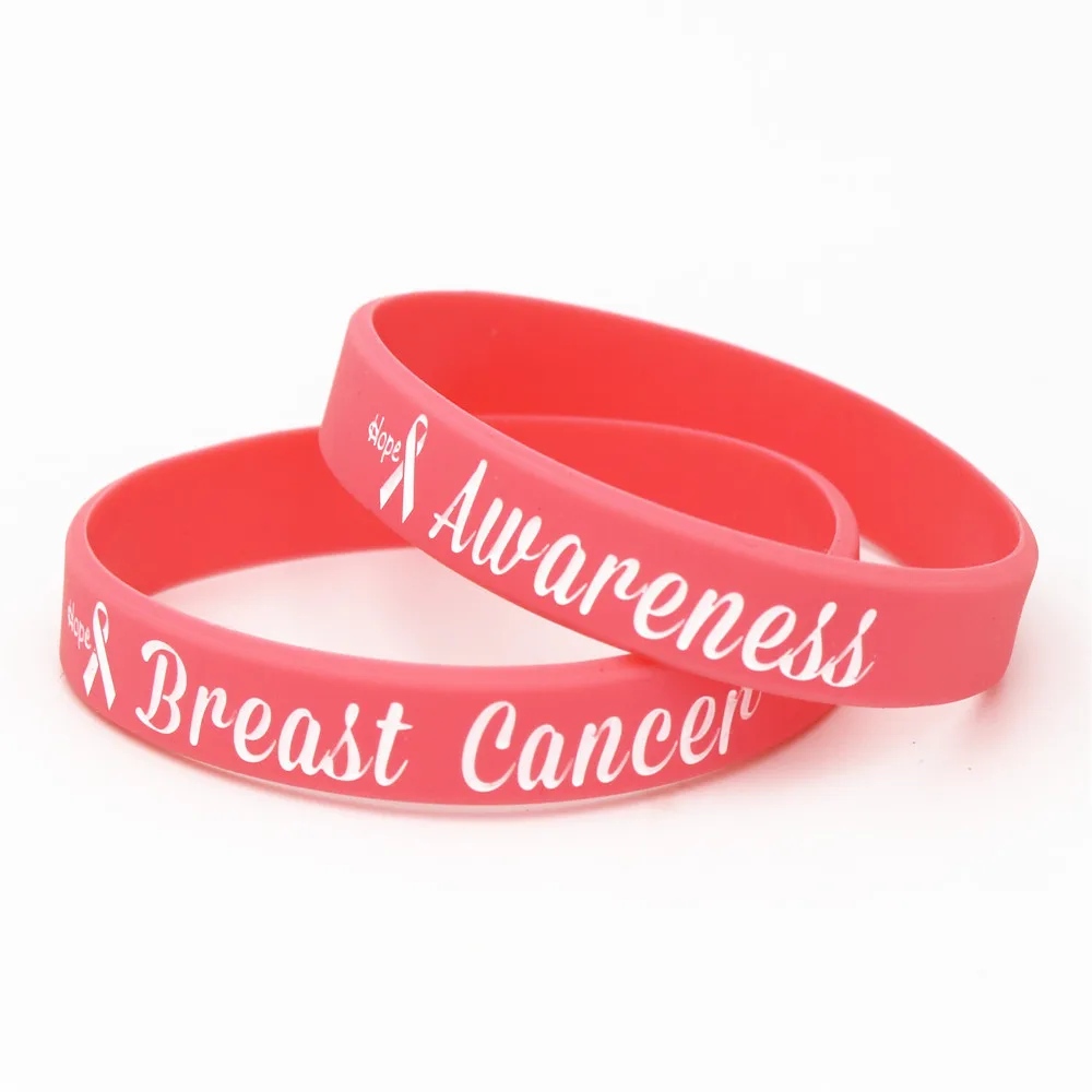 

1PC Breast Cancer Awareness Silicone Wristband Pink Medical alert Awareness Silicone Bracelets&Bangles Women Gifts SH180