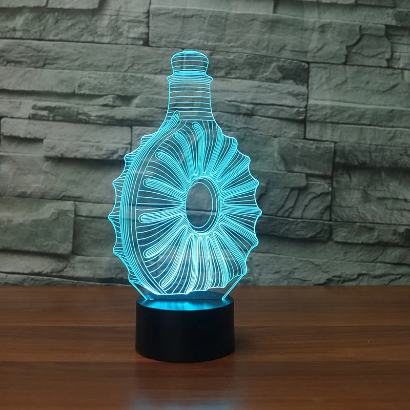 Сенсорная настольная лампа в виде бутылки виски 7 цветов изменяемая 3d новинка