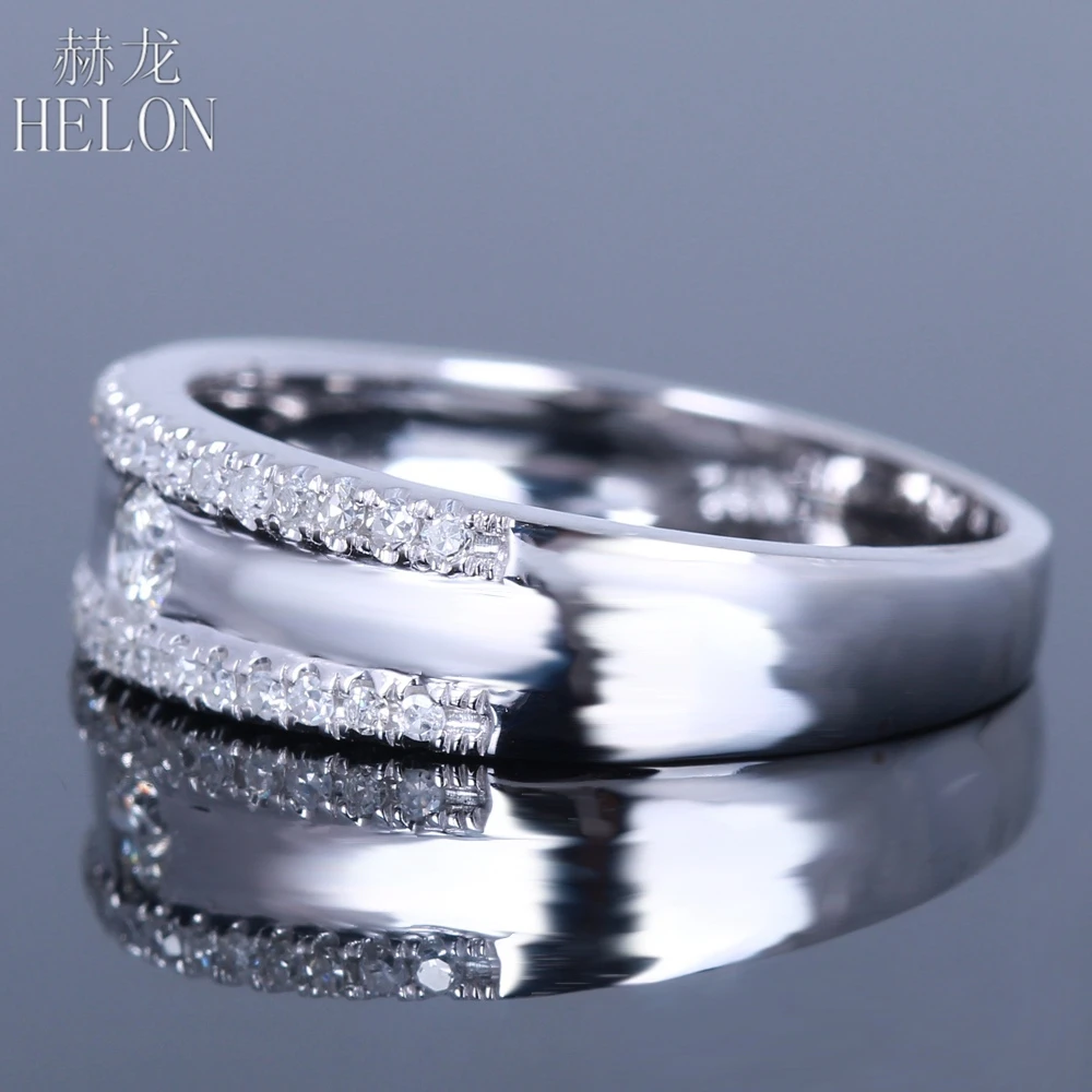 HELON Solid 14 K белое золото 0.25ct натуральный алмазный обруч для свадьбы юбилей женские модные ювелирные изделия кольцо