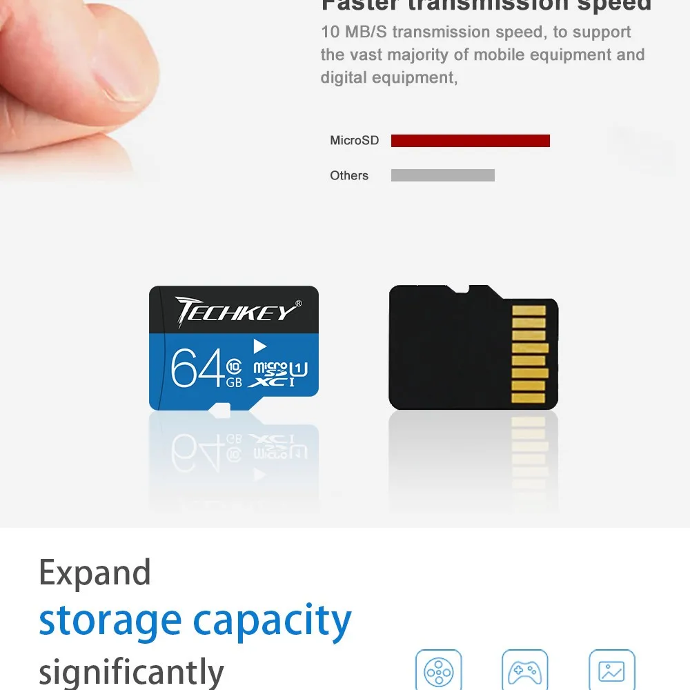 Карта памяти Micro SD карта 32 ГБ 16 ГБ синий подлинный класс 10 пройти h2test TF карта Microsd флэш U диск для смартфонов