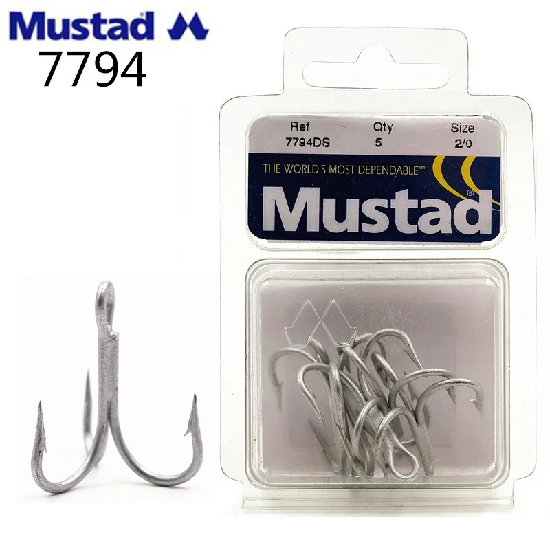 Mustad тройниками высокое качество морской бронзовых морских рыболовных крючков 7794-ds#3 xBold 3xstrengthen DACROMET обработанный супер морской 8 упаковок/партия