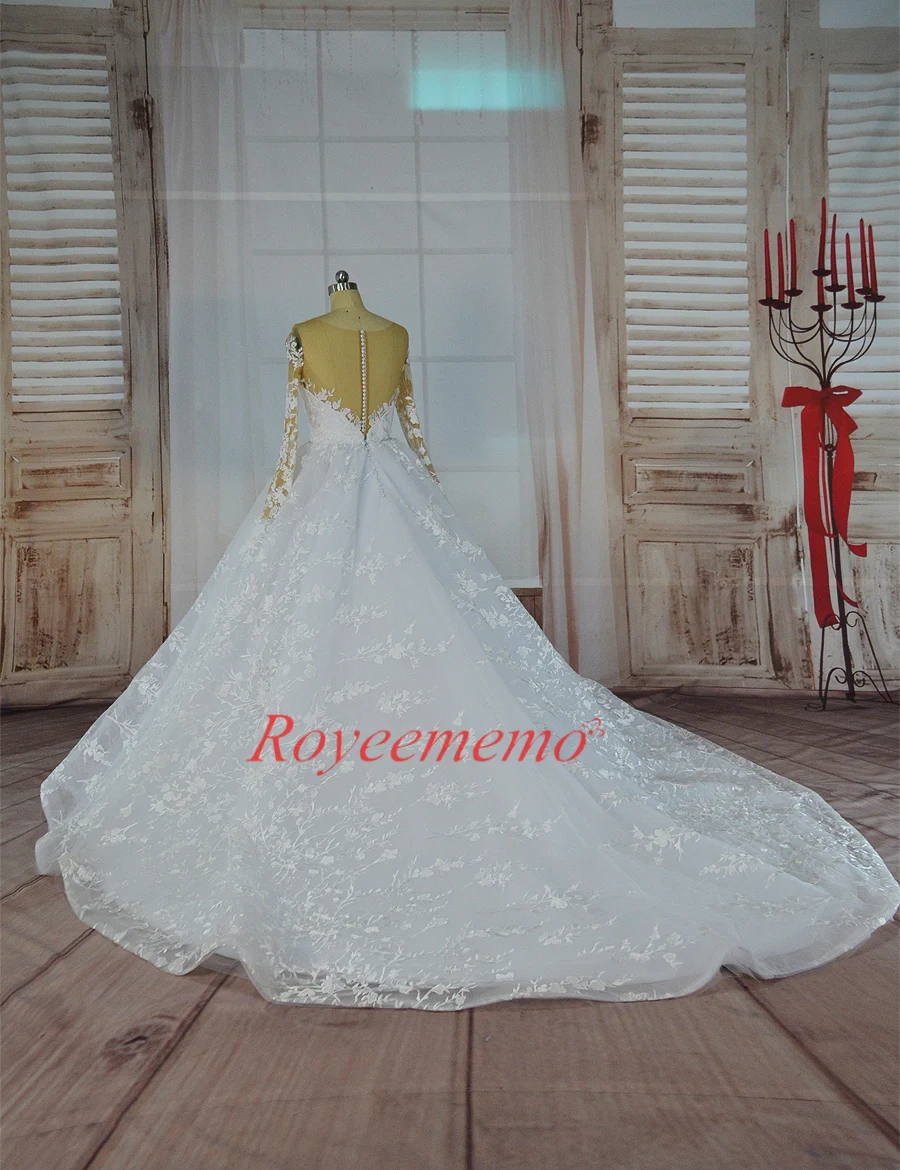 Vestido de Noiva с длинным рукавом бальное платье Винтаж Robe De Mariage специальное кружево Дизайн телесного цвета Тюль Свадебное завод