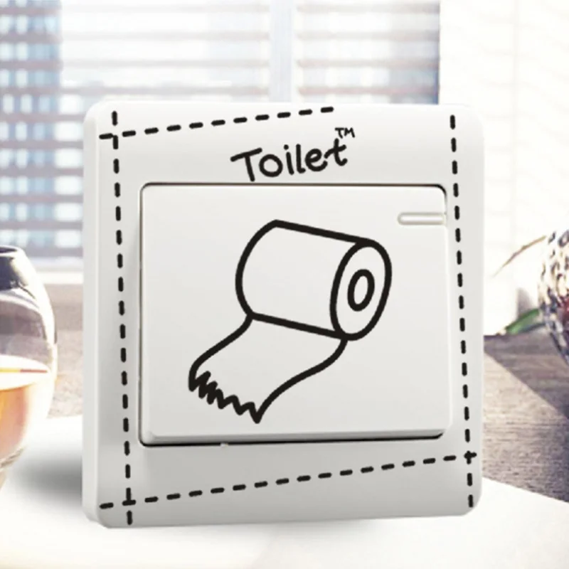 DIY переключатель наклейки Милая лампочка туалетная бумага на стену украшение