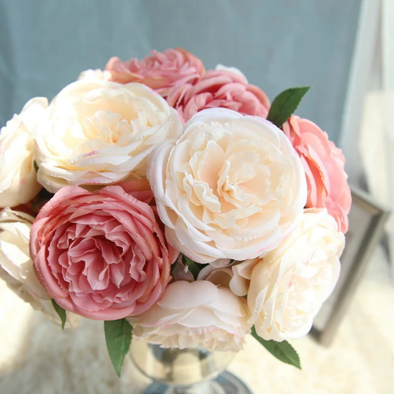 Wedding Decoration Artificial Rose Flowers 1 Bouquet DIY Party Home Decor Simulation Purple Pink Roses | Дом и сад
