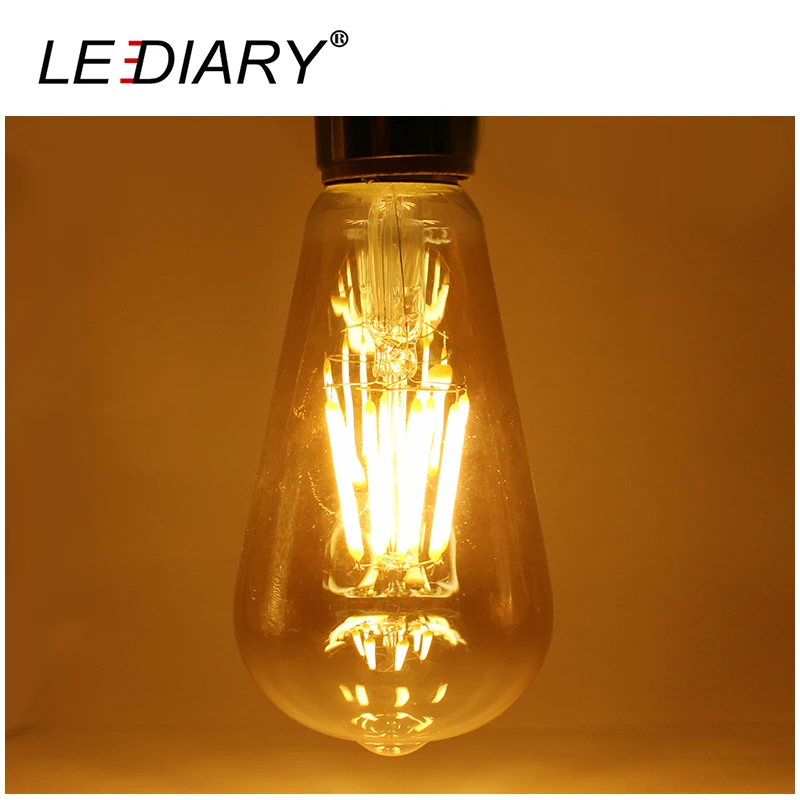 Светодиодный Dimmable 8 Вт 220 В ST64 E27 винтажное Янтарное стекло светодиодный