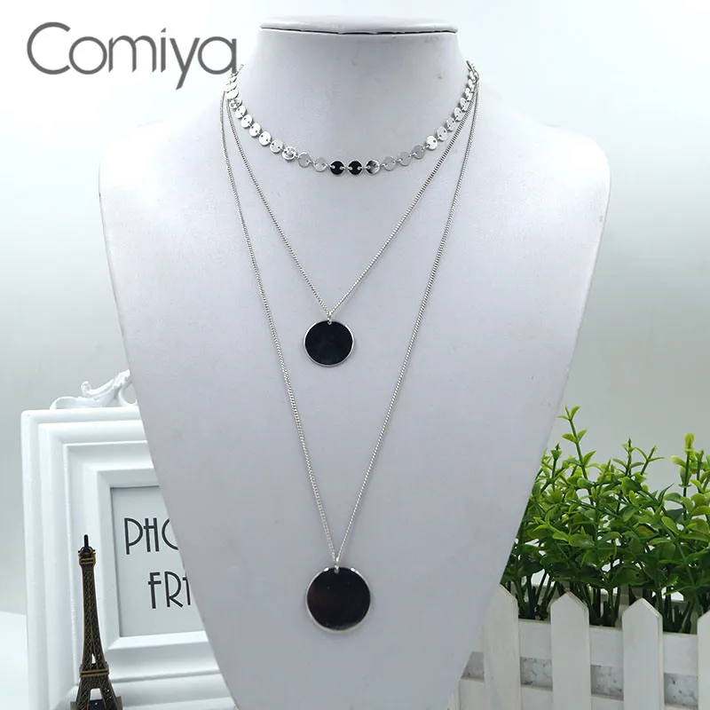 Comiya Boho модное ожерелье s для женщин Серебряный цвет цинк длинное ожерелье из сплава двухслойные аксессуары Bisuteria Mujer