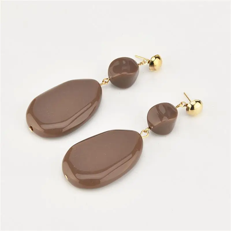 Light Coffee Color Корейские подвески в виде капель воды Висячие серьги длинные массивные желтые акриловые серьги для женщин ювелирные изделия Brincos Accesorios Mujer - Окраска металла: Light Coffee Color