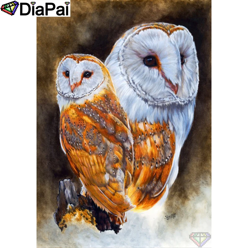 

DIAPAI 100% Full Square/Round Drill 5D DIY Diamond Painting "Animal owl" Diamond Embroidery Cross Stitch 3D Decor A18705