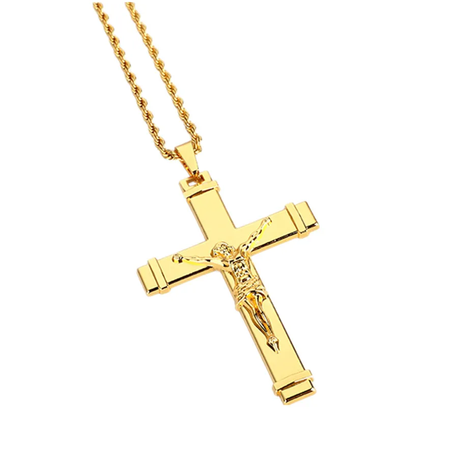 Для мужчин Iced Out Иисуса Jewelry Подвески с крестом Нержавеющая сталь Дизайн модные