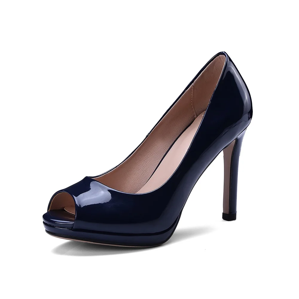 Showfun из натуральной лакированной кожи женская обувь вечерние краткий peep toe slip-on