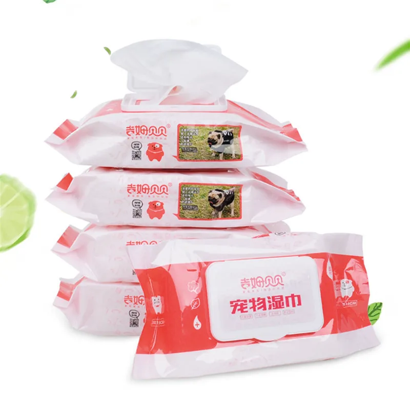 Pet cleaning wipes 80 pieces antibacterial hydrating flexible itching deodorant environmental non-woven pet clean supplies | Дом и сад