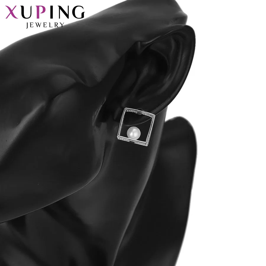 Серьги-гвоздики Xuping квадратной формы из экологически чистой меди для женщин и