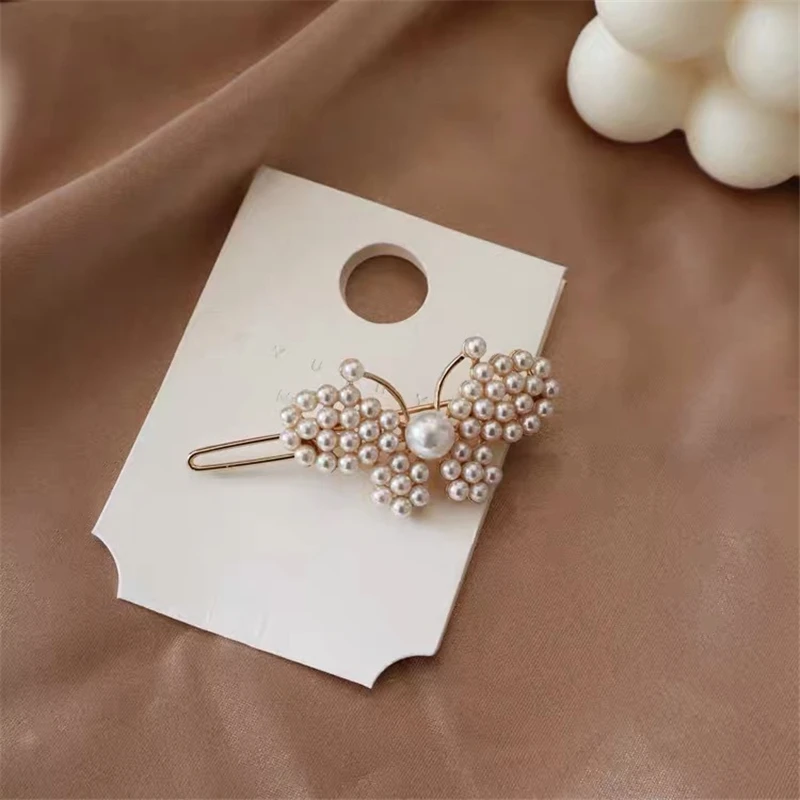 Pearl Butterfly Модная женская заколка для волос с жемчугом для девочек заколки для волос с цветком, животным, бабочкой Украшение во французском стиле заколки для волос ручной работы - Окраска металла: Pearl Butterfly