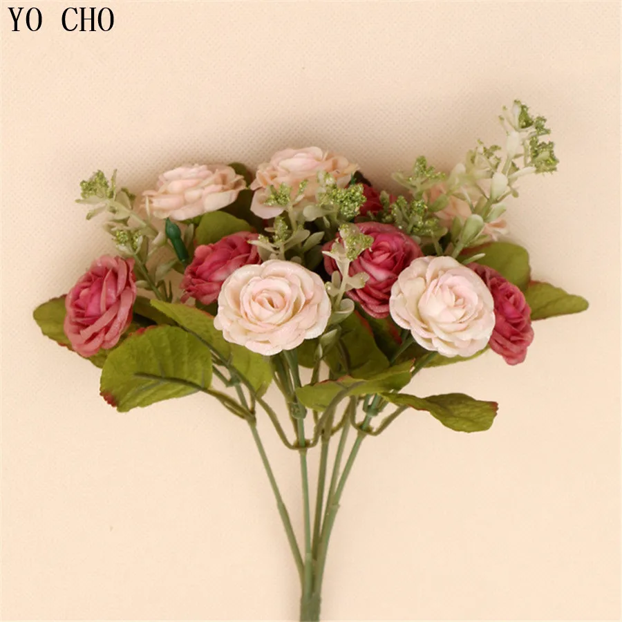 10 головок Роза свадебный цветок брак искусственные пионы Цветы Листья Шелковый