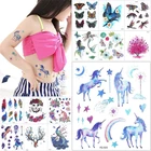 1 лист новые Мультяшные животные флэш временные переводные наклейки-тату лося Единорог Градиент Радуга боди-арт детский подарок 24 дизайна