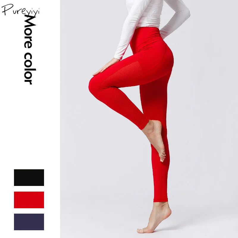 Gym Leggings Mesh Splicing Breathable High Waist Elastic Woman Sport Leggins Running Fitness Female Push Up Pants | Спорт и