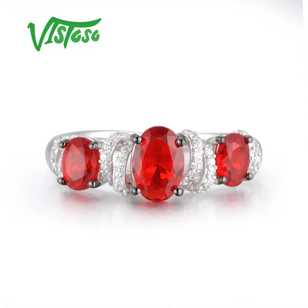 VISTOSO Ювелирные наборы для женщин красный кристалл белый изделия из циркона набор