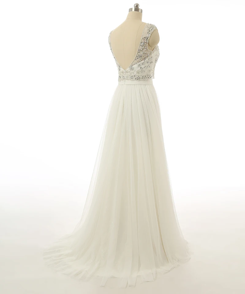 2016 Очаровательная Фактический Изображения Открытое Назад A-Line Длинные Свадебные